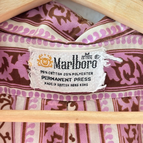 Favorite Vintage Marlboro Button Down Shirt - Short Sleeve Pink Pattern - Picture 3 of 5